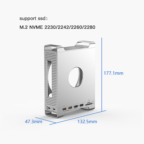 USB C Hub mit M.2 SSD Gehäuse für Mac Mini M4 Ständer Typ-C Dockingstation - Bild 12 von 13