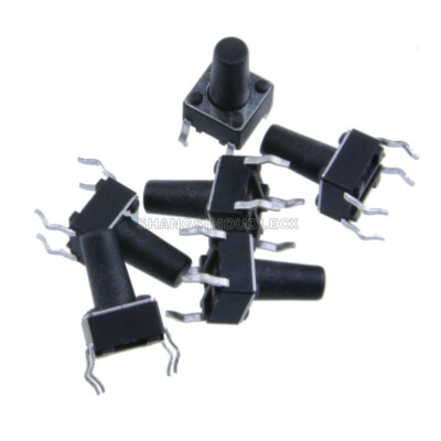 100Pcs 6X6X10mm 4-pin DIP Black Tactile Push Button Switch Tact Switch