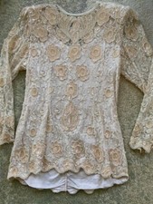 Vintage Judith Ann Medium Embellished Formal 1920s Style Beaded Sequin Blouse