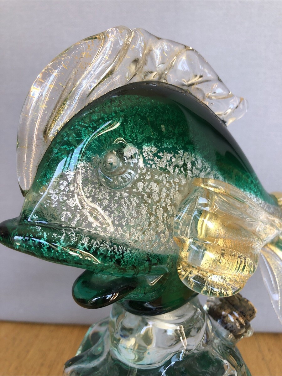 Murano Venetian Glass GIROLAMO LUXARDO Wine Fish Decanter Emerald