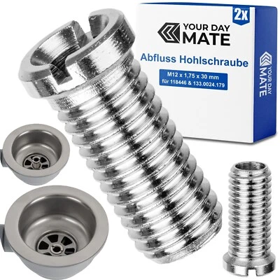 YOUR DAY MATE Hohlschraube für Siebkorbventil M12 x 1,75 x 30 mm kompatibel mit Franke Pamira