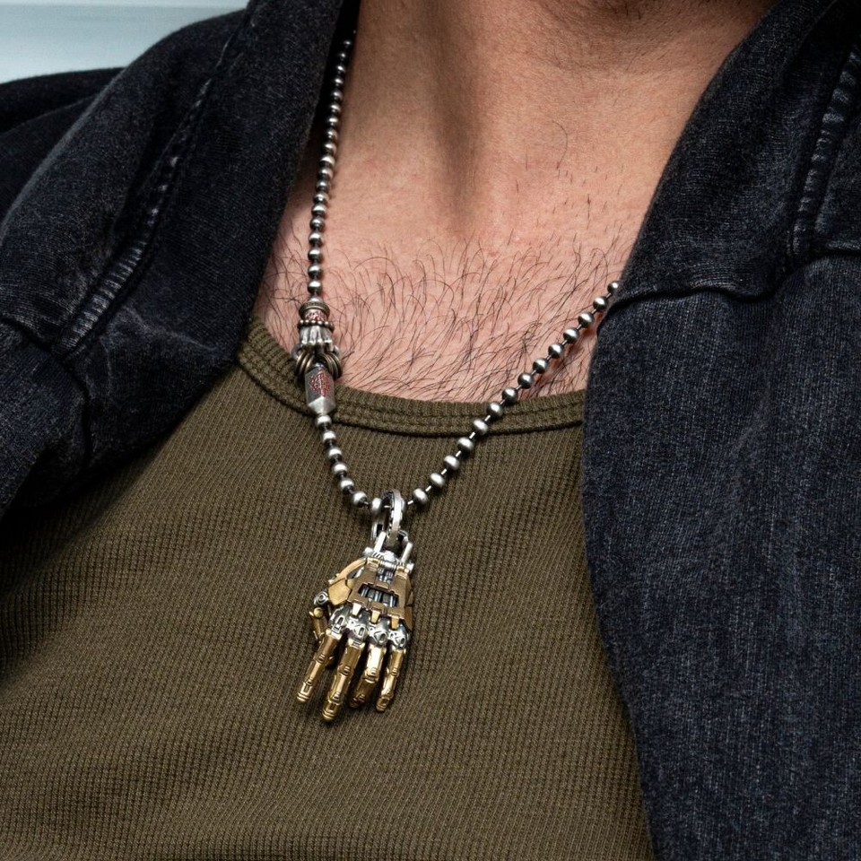 Mechanical Hand Pendant. Movable Metal Fingers. Cyberpunk Jewelry ...