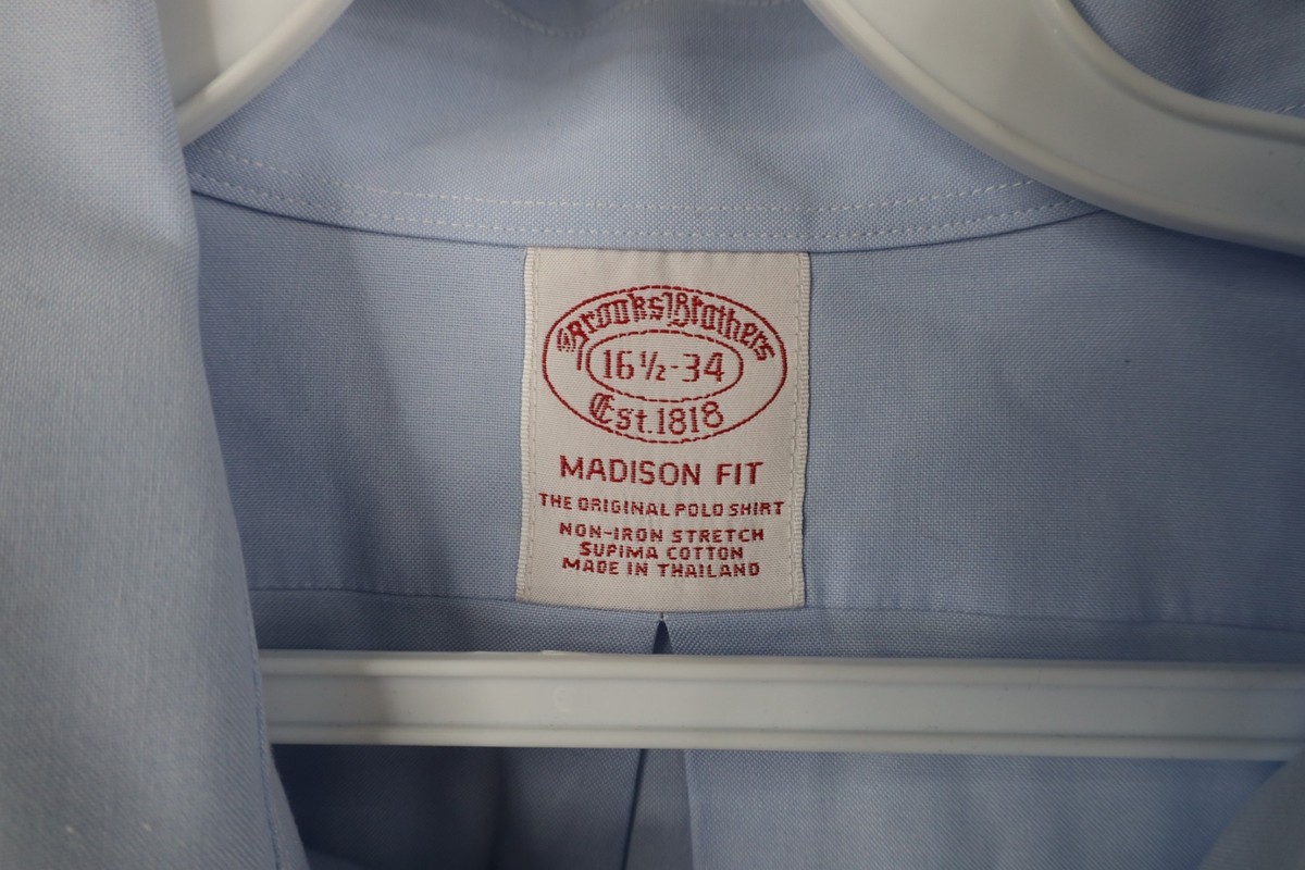 Vtg 90s Brooks Brothers Mens 16.5 34 Madison Original Cotton
