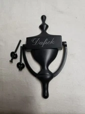 QCAA Solid Brass Door Knocker 7" Matte Black 1 Pack ENGRAVED NAME 123