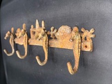 Sea life Cast Iron Wall Mounted Coat Rack Seahorse Hooks Beach house Decor