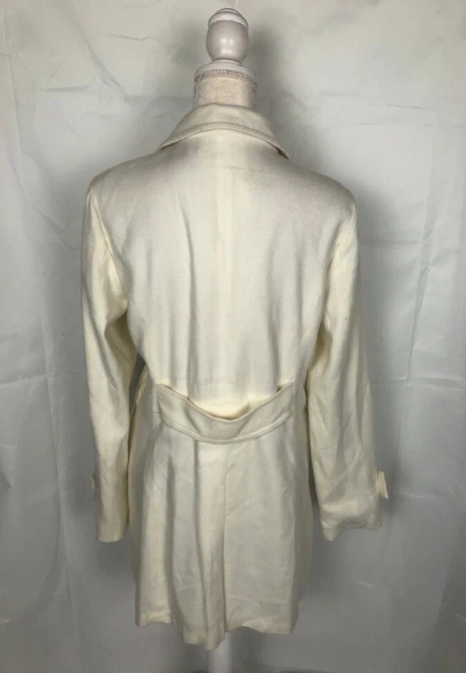 Nuevo con etiquetas Abrigo para mujer Wet Seal color crema mezcla de lana blanco talla L bolsillos de trinchera Foto 2 de 3
