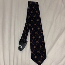 JZ Double Black #5189-3 Blue W/brown men's tie 100% Silk Made in USA. EUC
