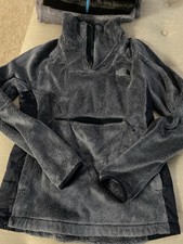 Womens Northface 1/4 Kangaroo Oso Fleece Dark Gray / Dark Blue Size Small Euc