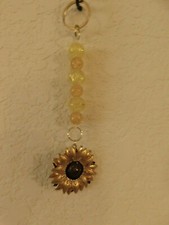 Yellow Sunflower with Yellow Beads Gold keychain