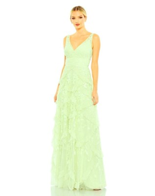mac duggal green ruffle dress Marci | LIME Green Asymmetric Ruched Mini Dress With Sash
