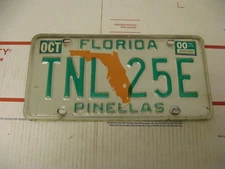 2000 00 Florida FL License Plate TNL 25E Pinellas County
