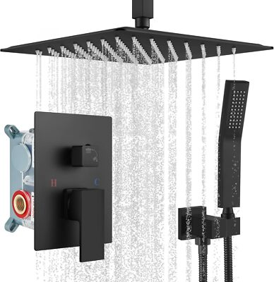 #ad Bathroom Rain Shower Combo Set Ceiling Mount with Handheld Spray High Pressure $97.68