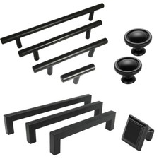 Matte Black Kitchen Cabinet Handles Square/Round Drawer Knobs T Bar Pull Handles