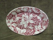 Vintage Wallace China Pink Magnolia Floral Pattern Oval Restaurant Ware Plate #2