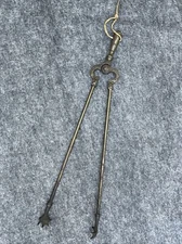 Antique Brass Patina Fireplace Tongs  27"