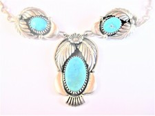 Collier Silber 925 mit Türkisen, 30,66 g