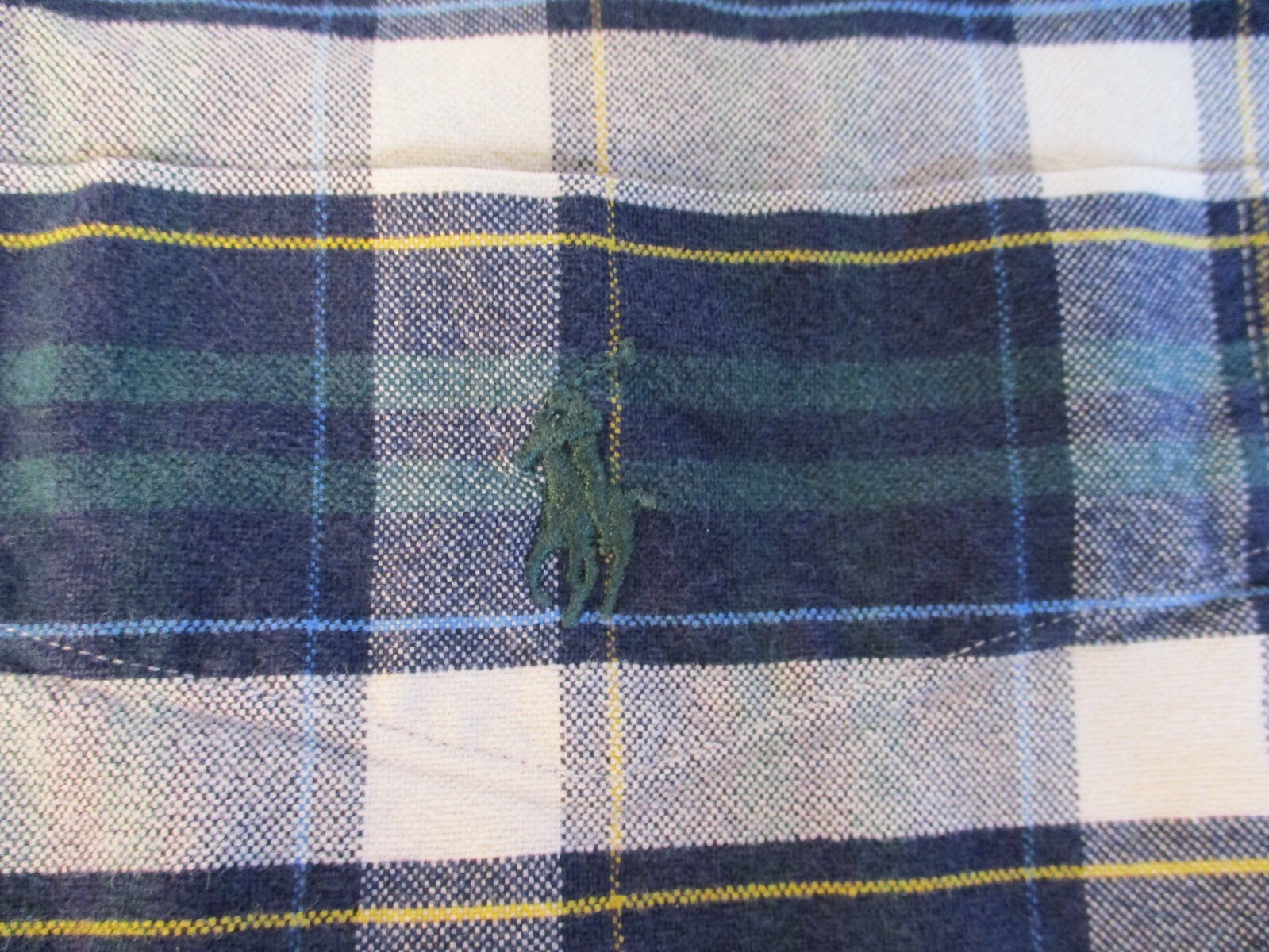 Ralph Lauren Big Shirt Uomo XL Blu Oro Tartan Plaid Verde Pony Tasca Casual