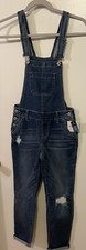 Arizona Jean Co Vintage 90's Skate Distressed Denim Overalls Size 10 Reg Stretch