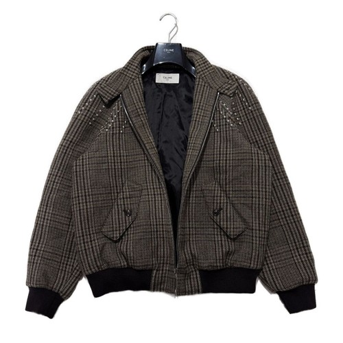 Celine AW22 Teddy Jacket Stand Up Collar Checked Wool 48 Large - Picture 4 of 8