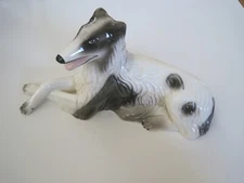 Borzoi Figurine Tawain 13" No Chips Or Cracks Black & White Vintage Antique