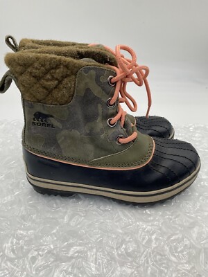 Sorel Kids Size Youth Green Black Rubber Waterproof Ankle