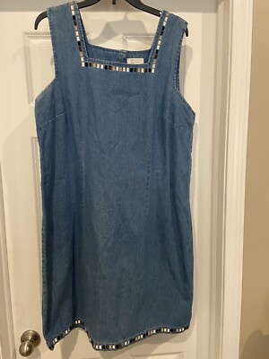 Christopher and Banks Sleeveless Denim Short Dress with Back Buttons Size 16