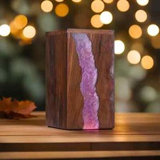 Wooden Urn Box-Urn Box-Rosewood and Pink Resin Design Urn Box For Human Ashes