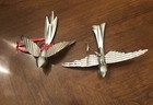 Rare Set Of  2 BIRD Metal Christmas Ornaments 7” Birds In Flight Aluminum? — photo 1