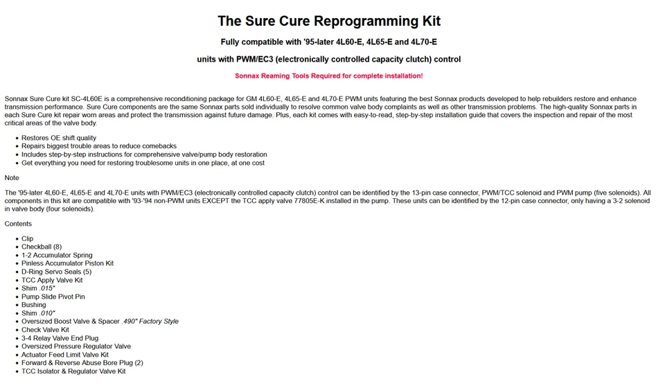 Kit de reparación de transmisión automática SC-4l60E Sonnax Sure Cure 4L60E 1993-up Foto 3 de 3