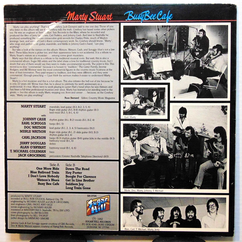 Marty Stuart - Busy Bee Cafe - 1982 Sugar Hill Country Vinyl LP Record Album  EX - Image 2 of 4
