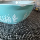 Vintage Pyrex Cinderella 1 1/2 Quart Bowl Amish Butterprint Turquoise Milkglass