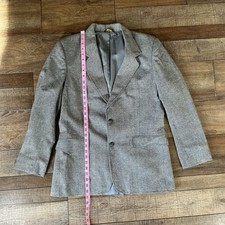 Pioneer Wear Mens Size 40 Sport Coat Gray Wool Blend Leather Trim USA Made #16A5