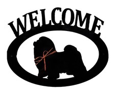 Shih Tzu Handcrafted Metal Welcome Sign black silhouette Made in the USA