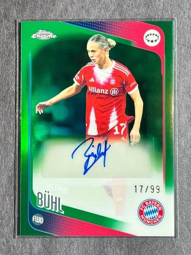 2025-26 Topps Chrome Klara Buhl AUTO Green /99 UEFA Women UWCL Autograph # Match