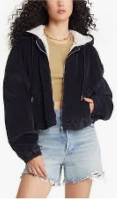 Reserve Fairfax Cropped Hooded Jacket Hoodie Black,  Size M