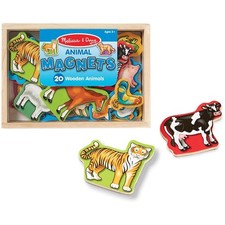 New Melissa Doug 20 Wooden Animal Magnets in a Box