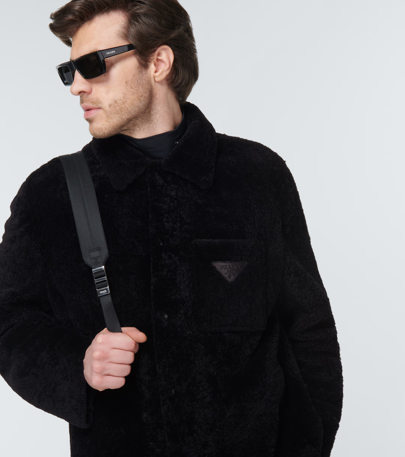 Authentic Prada Mens Brand Patch Shearling Jacket Black 42 UK 52 IT Large £5,800 image 4