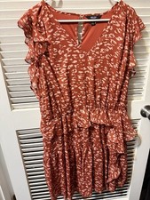 Simply Vera Vera Wang ruffle-sleeve animal print dress Terracotta & Cream Size X