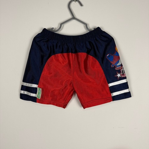 2006 Sesame Street Cookie Monster Basketball Shorts Kids Size 3 Red Navy Blue