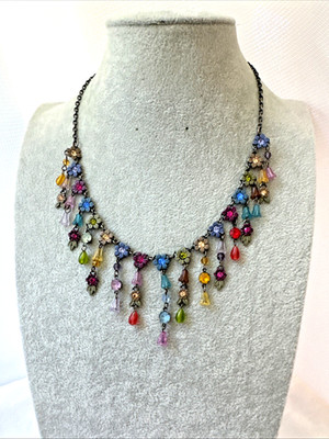 RARE Victorian Revival flower necklace colorful Modernist Jewelry y2k boho fairy