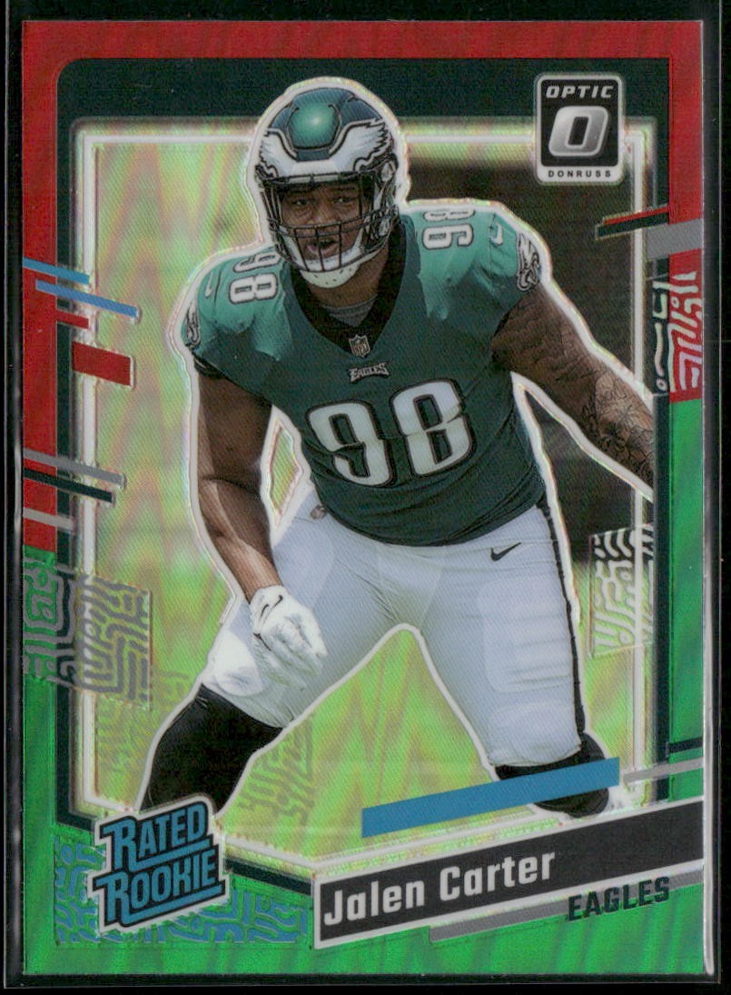 2023 Donruss #381 Jalen Carter Optic Rated Rookie Preview Red & Green Prizm