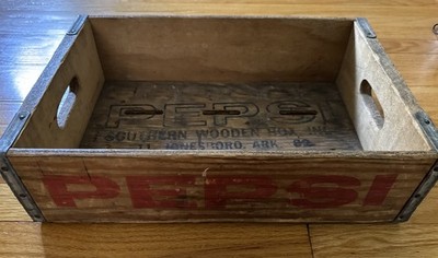 VINTAGE 1970s Pepsi Cola Wooden Crate, No Dividers - Jonesboro Arkansas