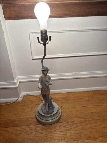 Vtg Porceval Lamp Figurine MAN WITH GOOSE Made In SPAIN Unique Rare 20.5” Works! - Picture 12 of 15