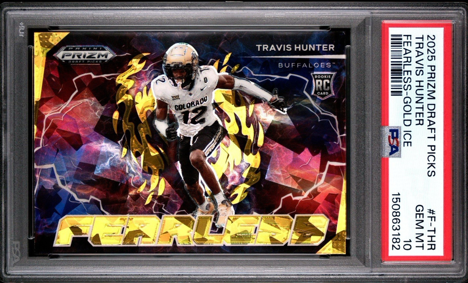 Travis Hunter Panini Prizm Draft Picks Fearless #FTHR Gold Ice