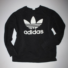 Adidas Trefoil Crew Sweatshirt Youth XL Fits Womens XS  Small Black Sweatshirt