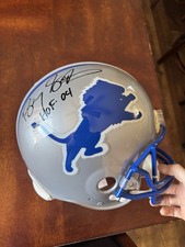 Barry Sanders Signed Lions T/B Riddell Full AUTHENTIC w/HOF'04 inscription