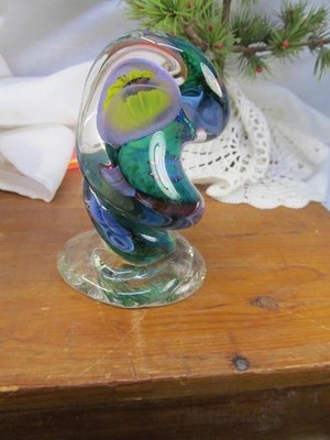 Henry Glass Paperweight Abstract Twisted Murano Signed Vitra Studio Oregon 1996