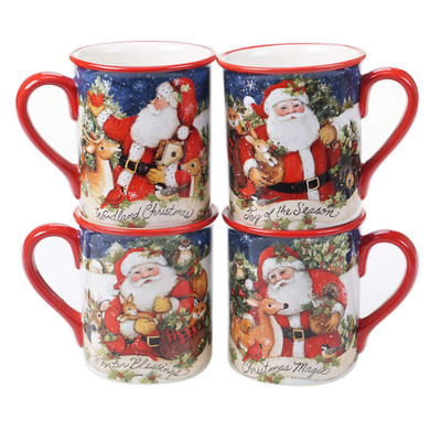 Certified International Magic Of Christmas 16Oz Ceramic Mugs Set Of 4 Festive