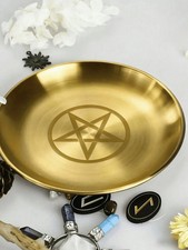2PCS Pentagram Altar Tray Stainless Steel Candle Holder Ritual Decor