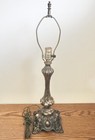 Vintage Tiffany Art Nouveau Style Lamp Base, Harp & Finial Only Cast Metal — photo 1